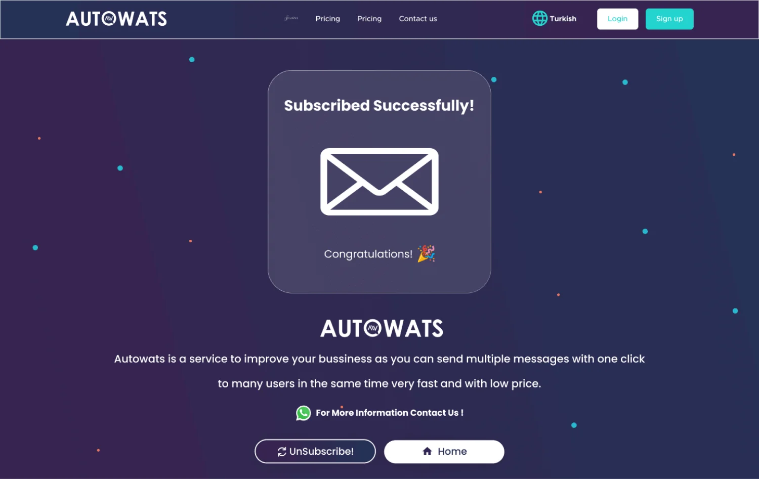 Autowats subscribed successfully image